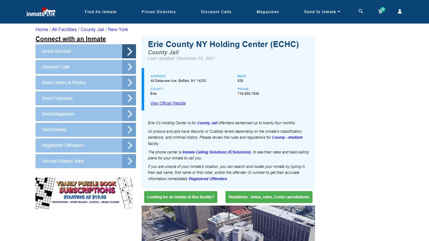 Erie County NY Holding Center (ECHC) - Inmate Locator - Buffalo, NY